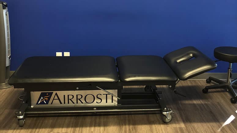 The treatment room at Airrosti Addison where patients will have the source of their pain identified and treated