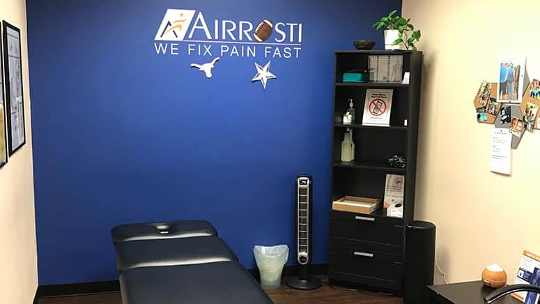 The treatment room at Airrosti Brodie South in Austin, TX where patients will work with an Airrosti Certified Provider to identify and treat the source of their pain.