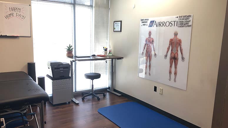 The recovery room at Airrosti Cornerstone Family Medicine where patients will be taught their at-home physical therapy routines