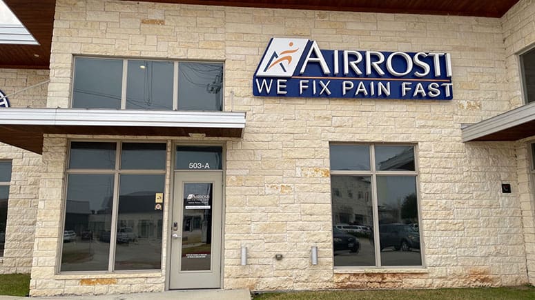 The building exterior of the offices at Airrosti South College Station near Texas A&M University.