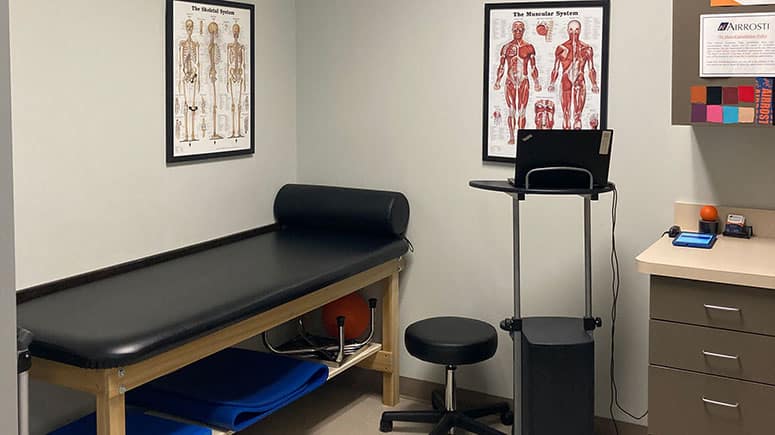 The recovery room at Airrosti ARC Wilson Parke where patients will learn their individualized at-home physical care routines.