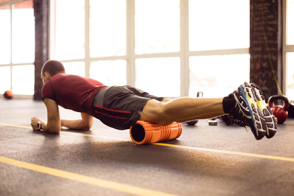 Person Foam Rolling Adductor Strain