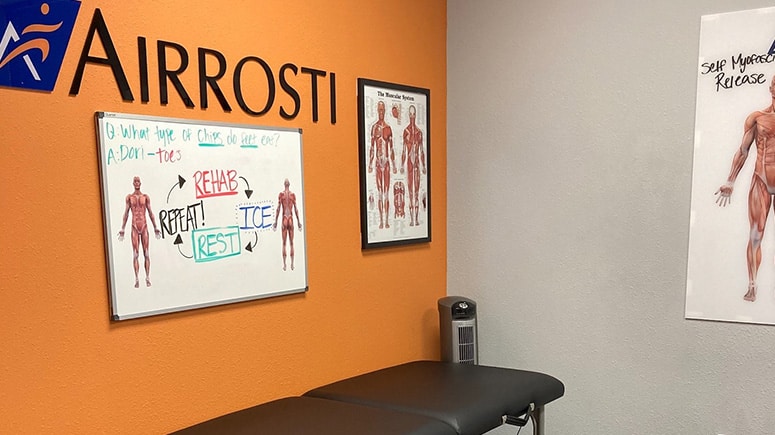 The recovery room at Airrosti Leander where patients will learn their customized at-home care routines.