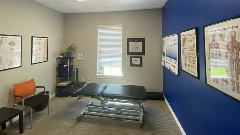 The treatment room at Airrosti Tyler where patients will have their physical assessment and treatment