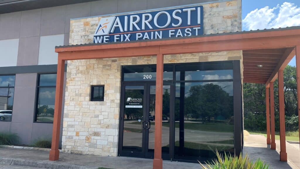 A closer look at the front entrance leading to Airrosti Dripping Springs in Dripping Springs, TX. Conveniently located just west of Austin, TX.