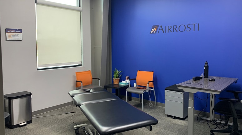 The treatment room at Airrosti Dripping Springs where patients will work with an Airrosti Certified Provider to identify and treat the source of their pain.