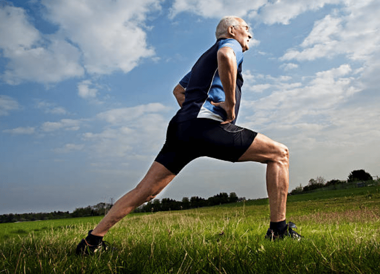 Older gentleman stretching