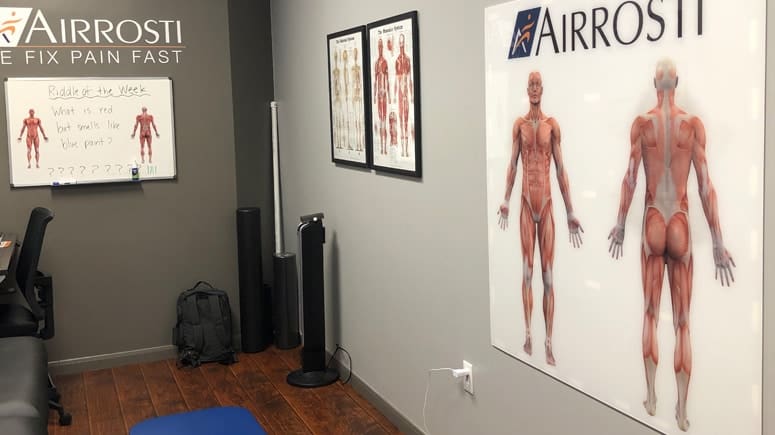 The recovery room at Airrosti Oak Forest where patients will learn their individualized physical care routines