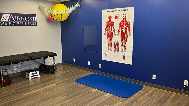The recovery room at Airrosti Shirlington where patients will learn their customized at-home care routines