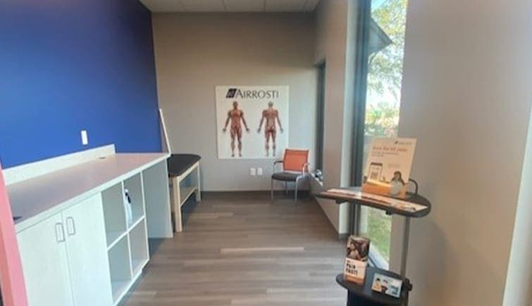 The physical treatment room at Airrosti North Shields where patients will learn personalized care routines.