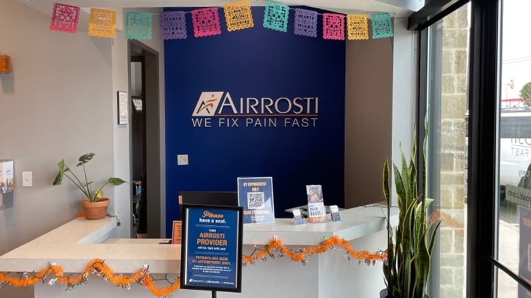 The lobby inside Airrosti Stevens Ranch, which has been decorated to celebrate Fiesta in San Antonio, TX