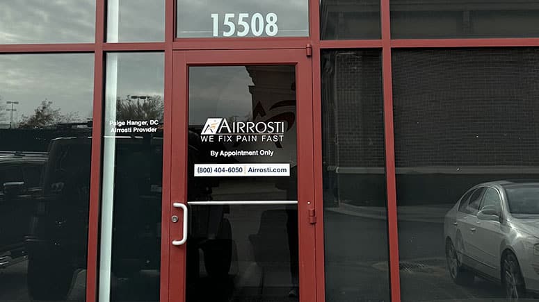 The front entrance to Airrosti Midlothian in Virginia.