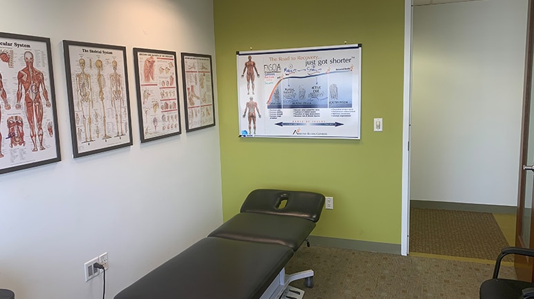 Inside the treatment room at Airrosti Tyson, patients will work with their Airrosti Certified Provider to identify and treat the source of their pain.