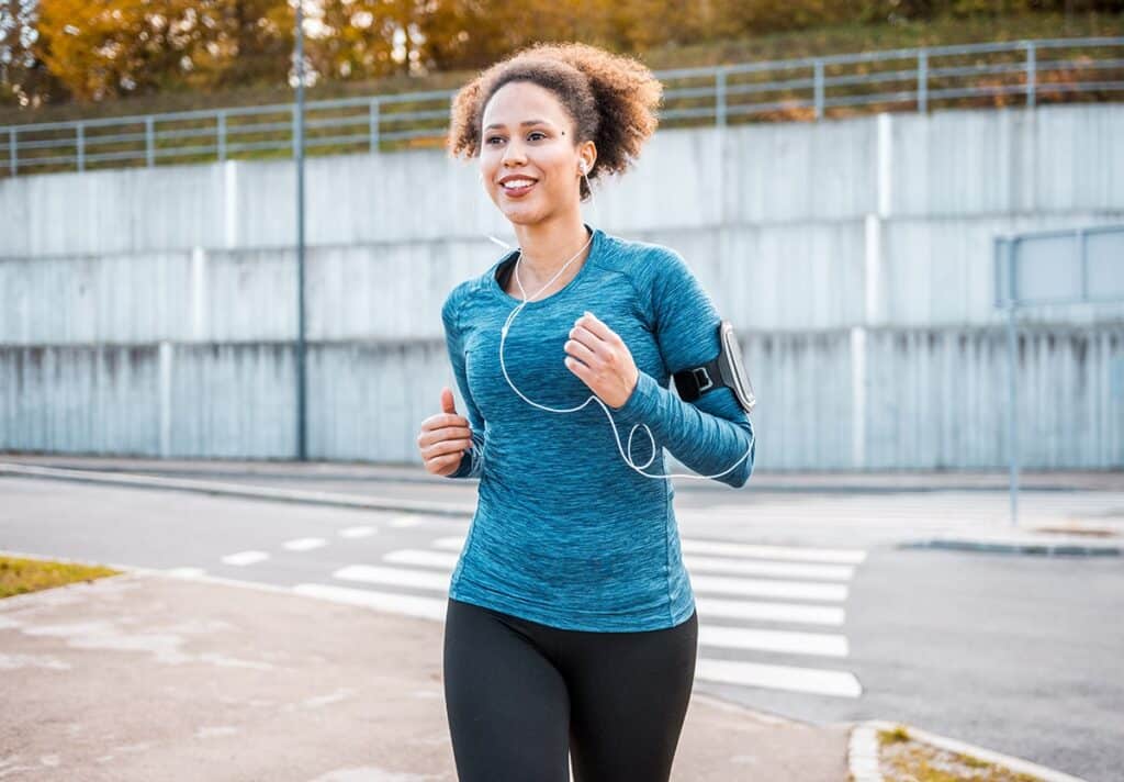 woman running outdoors