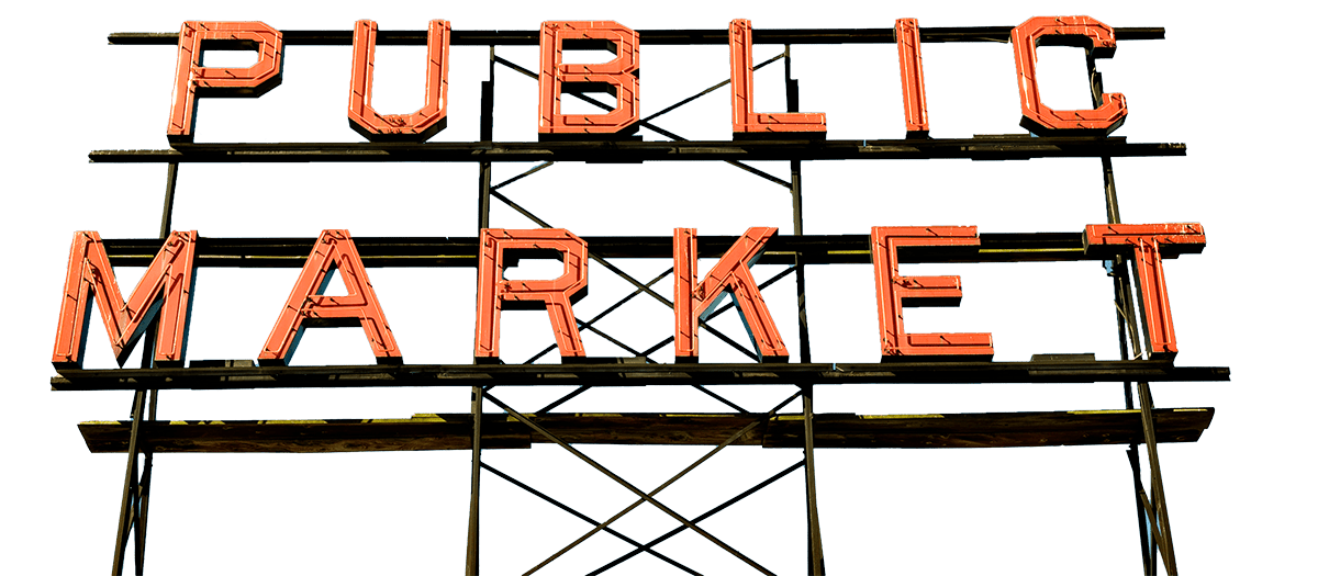 Public market sign in Seattle